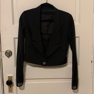 Black Cropped Blazer with mesh detail